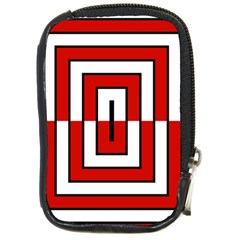 Square Maze Red Compact Camera Leather Case by tmsartbazaar