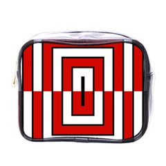 Square Maze Red Mini Toiletries Bag (one Side) by tmsartbazaar