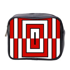 Square Maze Red Mini Toiletries Bag (two Sides) by tmsartbazaar