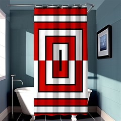 Square Maze Red Shower Curtain 36  X 72  (stall)  by tmsartbazaar