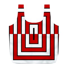 Square Maze Red Full Print Recycle Bag (l) by tmsartbazaar