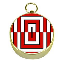 Square Maze Red Gold Compasses by tmsartbazaar