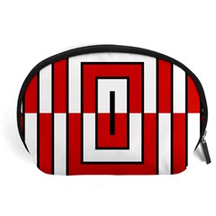 Square Maze Red Accessory Pouch (large) by tmsartbazaar