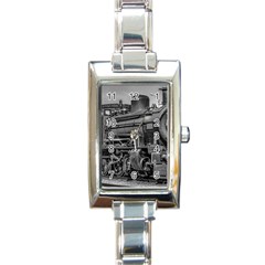 Steam Locomotive, Montevideo, Uruguay Rectangle Italian Charm Watch by dflcprintsclothing