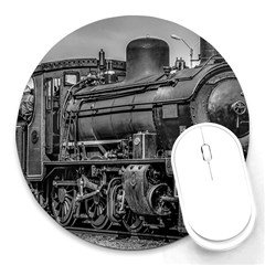 Steam Locomotive, Montevideo, Uruguay Round Mousepads by dflcprintsclothing