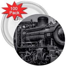 Steam Locomotive, Montevideo, Uruguay 3  Buttons (100 Pack) 