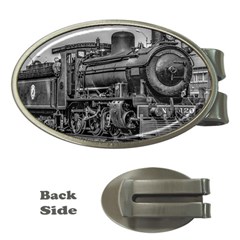 Steam Locomotive, Montevideo, Uruguay Money Clips (oval)  by dflcprintsclothing