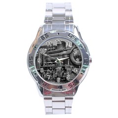 Steam Locomotive, Montevideo, Uruguay Stainless Steel Analogue Watch by dflcprintsclothing