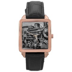 Steam Locomotive, Montevideo, Uruguay Rose Gold Leather Watch 