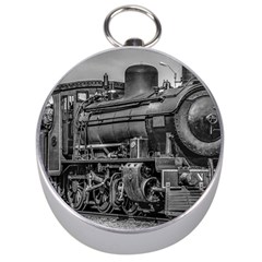 Steam Locomotive, Montevideo, Uruguay Silver Compasses by dflcprintsclothing