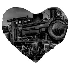 Steam Locomotive, Montevideo, Uruguay Large 19  Premium Flano Heart Shape Cushions