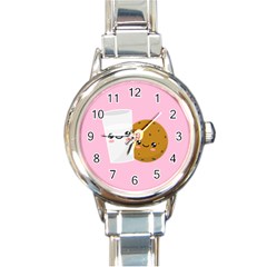 Milk And Cookie Round Italian Charm Watch by CuteKingdom