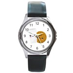 Milk And Cookie Round Metal Watch Front