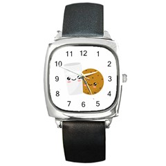 Milk And Cookie Square Metal Watch by CuteKingdom