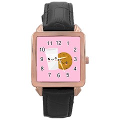 Milk And Cookie Rose Gold Leather Watch 