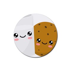 Milk And Cookie Rubber Coaster (round) 