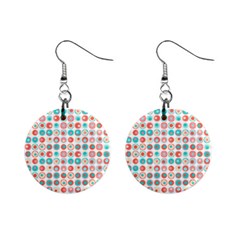 Aqua Coral Circles Mini Button Earrings by CuteKingdom