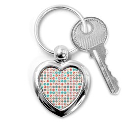 Aqua Coral Circles Key Chain (heart) by CuteKingdom