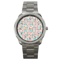 Aqua Coral Circles Sport Metal Watch by CuteKingdom