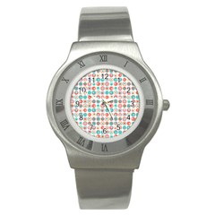 Aqua Coral Circles Stainless Steel Watch by CuteKingdom