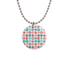 Aqua Coral Circles 1  Button Necklace by CuteKingdom