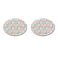 Aqua Coral Circles Cufflinks (oval) by CuteKingdom