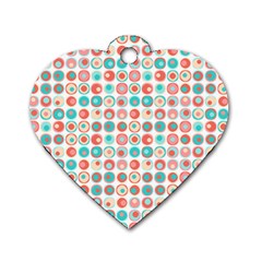 Aqua Coral Circles Dog Tag Heart (two Sides) by CuteKingdom