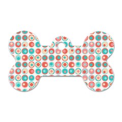 Aqua Coral Circles Dog Tag Bone (two Sides) by CuteKingdom