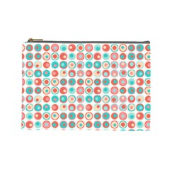 Aqua Coral Circles Cosmetic Bag (large) by CuteKingdom