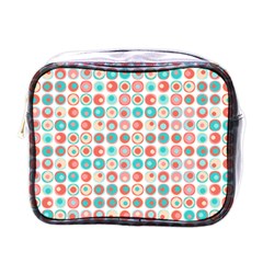 Aqua Coral Circles Mini Toiletries Bag (one Side) by CuteKingdom