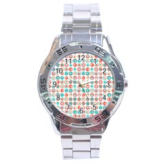 Aqua Coral Circles Stainless Steel Analogue Watch by CuteKingdom