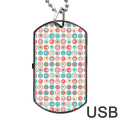 Aqua Coral Circles Dog Tag Usb Flash (one Side) by CuteKingdom