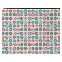 Aqua Coral Circles Cosmetic Bag (xxxl) by CuteKingdom