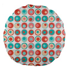 Aqua Coral Circles Large 18  Premium Round Cushions by CuteKingdom