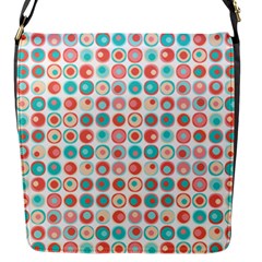 Aqua Coral Circles Flap Closure Messenger Bag (s) by CuteKingdom