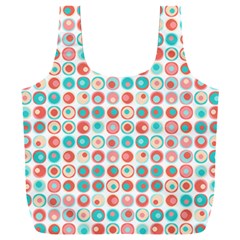 Aqua Coral Circles Full Print Recycle Bag (xxl) by CuteKingdom