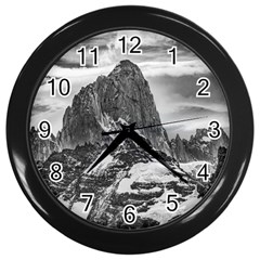 Fitz Roy And Poincenot Mountains, Patagonia Argentina Wall Clock (black) by dflcprintsclothing