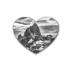 Fitz Roy And Poincenot Mountains, Patagonia Argentina Rubber Coaster (heart)  by dflcprintsclothing