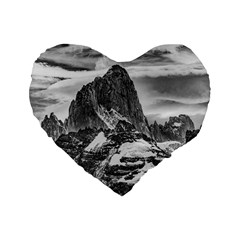 Fitz Roy And Poincenot Mountains, Patagonia Argentina Standard 16  Premium Flano Heart Shape Cushions by dflcprintsclothing