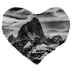 Fitz Roy And Poincenot Mountains, Patagonia Argentina Large 19  Premium Flano Heart Shape Cushions