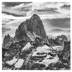 Fitz Roy And Poincenot Mountains, Patagonia Argentina Wooden Puzzle Square by dflcprintsclothing