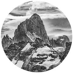 Fitz Roy And Poincenot Mountains, Patagonia Argentina Wooden Puzzle Round by dflcprintsclothing