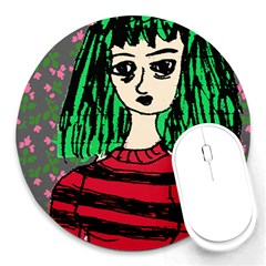 Freddy Girl Wall Grey Round Mousepads by snowwhitegirl