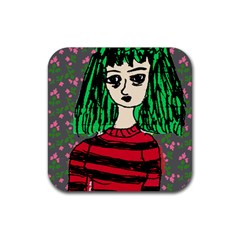 Freddy Girl Wall Grey Rubber Coaster (square)  by snowwhitegirl