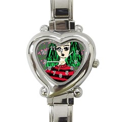 Freddy Girl Wall Grey Heart Italian Charm Watch