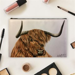 Highland Cow  Giclee Cosmetic Bag (large) by ArtByThree