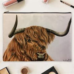 Highland Cow  Giclee Cosmetic Bag (xxxl) by ArtByThree