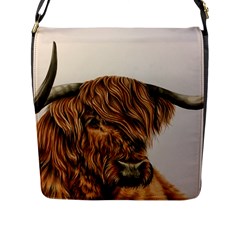 Highland Cow  Giclee Flap Closure Messenger Bag (l) by ArtByThree