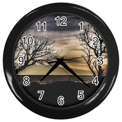 Coastal Sunset Scene At Montevideo City, Uruguay Wall Clock (black) by dflcprintsclothing