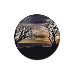 Coastal Sunset Scene At Montevideo City, Uruguay Rubber Round Coaster (4 Pack)  by dflcprintsclothing